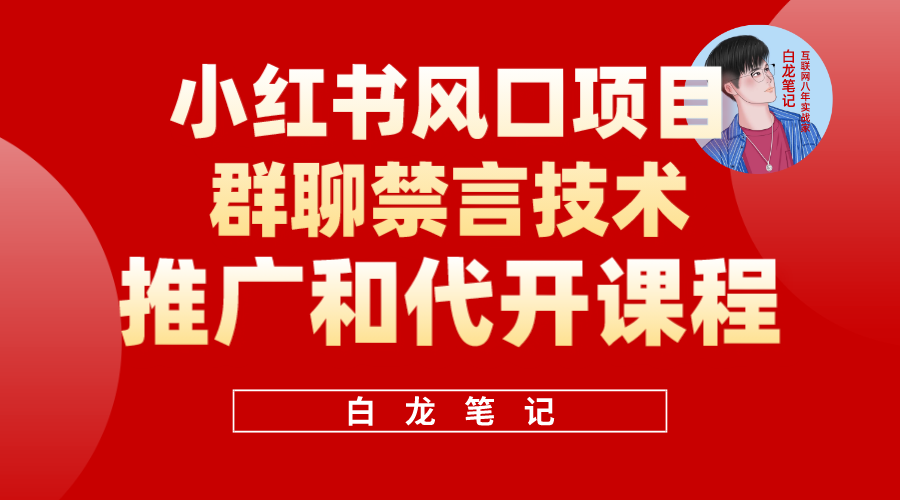 小红书风口项目日入300+，小红书群聊禁言技术代开项目，适合新手操作搞钱吧-网创项目资源站-副业项目-创业项目-搞钱项目搞钱吧