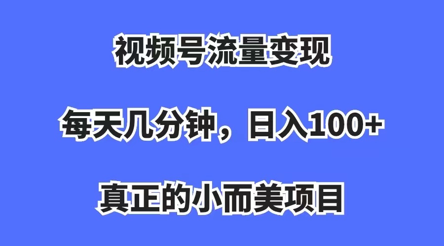 视频号流量变现，每天几分钟，收入100+，真正的小而美项目搞钱吧-网创项目资源站-副业项目-创业项目-搞钱项目搞钱吧