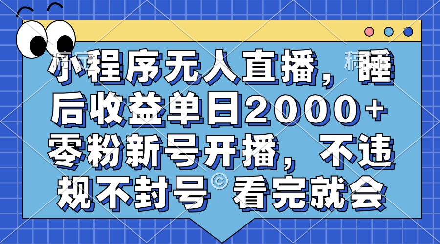 小程序无人直播，睡后收益单日2000+ 零粉新号开播，不违规不封号 看完就会搞钱吧-网创项目资源站-副业项目-创业项目-搞钱项目搞钱吧