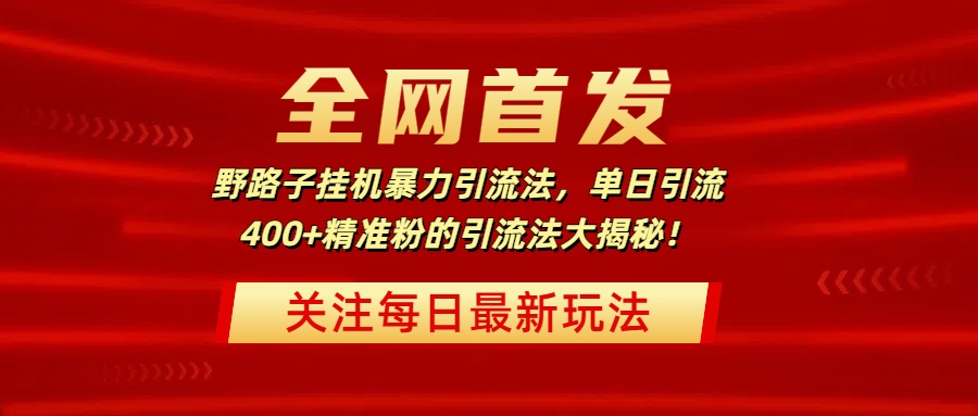 全网首发,野路子挂机暴力引流法,单日引流400+精准粉的引流法大揭秘!搞钱吧-网创项目资源站-副业项目-创业项目-搞钱项目搞钱吧