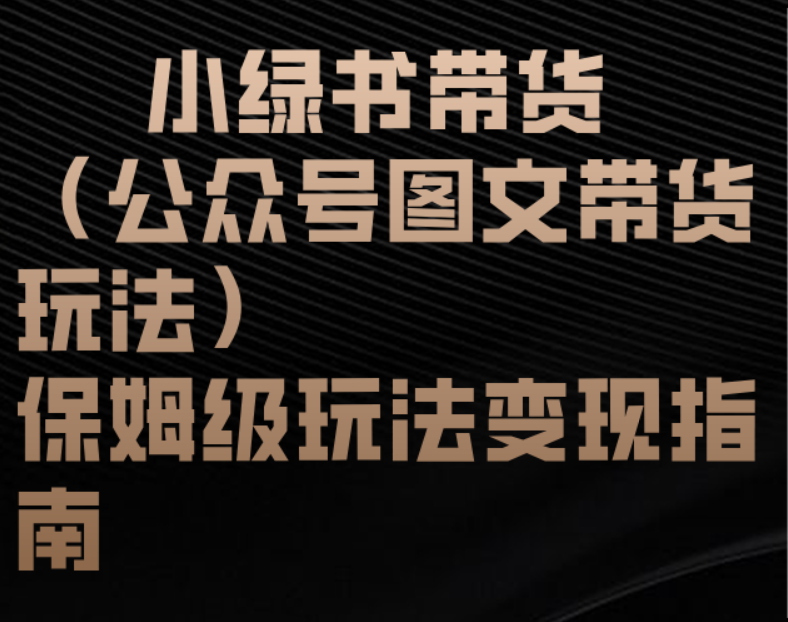 小绿书带货（公众号图文带货玩法）保姆级玩法变现指南搞钱吧-网创项目资源站-副业项目-创业项目-搞钱项目搞钱吧