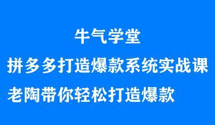 牛气学堂拼多多打造爆款系统实战课，老陶带你轻松打造爆款搞钱吧-网创项目资源站-副业项目-创业项目-搞钱项目搞钱吧
