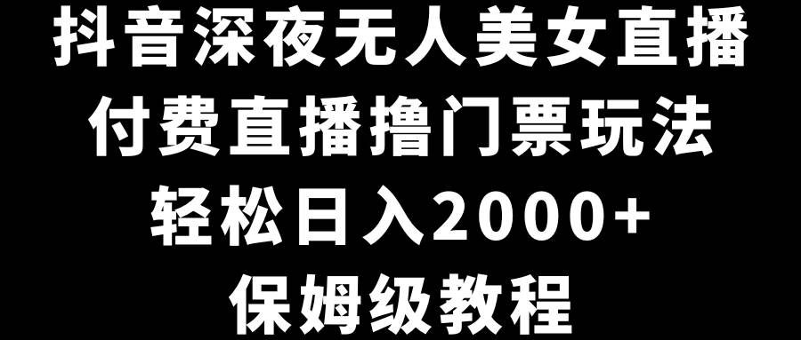 抖音深夜无人美女直播，付费直播撸门票玩法，轻松日入2000+，保姆级教程搞钱吧-网创项目资源站-副业项目-创业项目-搞钱项目搞钱吧