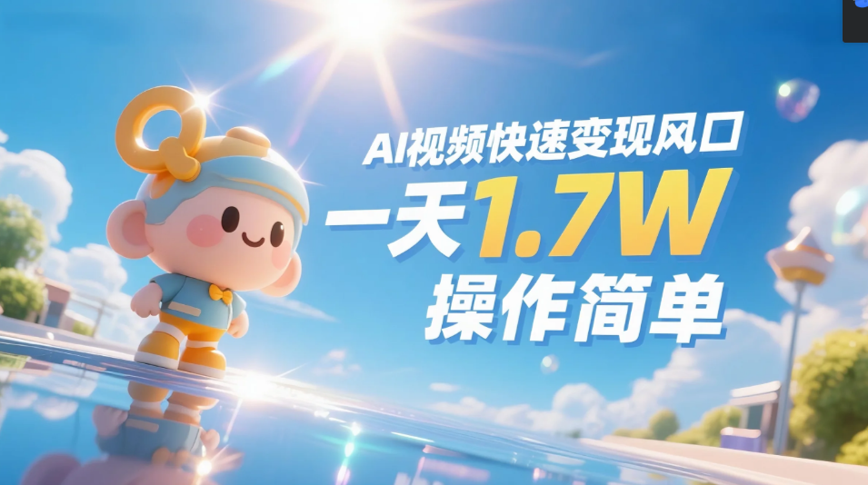 《Ai视频变现风口，一天1.7W，收入无上限，操作简单》搞钱吧-网创项目资源站-副业项目-创业项目-搞钱项目搞钱吧