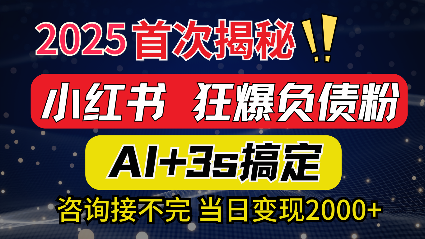 2025引流天花板：最新小红书狂暴负债粉思路，咨询接不断，当日入2000+搞钱吧-网创项目资源站-副业项目-创业项目-搞钱项目搞钱吧
