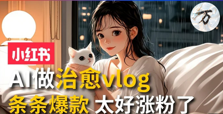 AI治愈系vlog动画视频，小红书7天 涨粉破千，商单报价1500+，0成本制作，日入2000+，有手就会 搞钱吧-网创项目资源站-副业项目-创业项目-搞钱项目搞钱吧