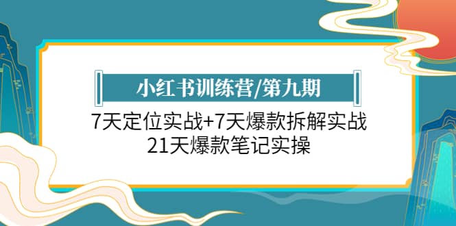 小红书训练营/第九期：7天定位实战+7天爆款拆解实战，21天爆款笔记实操搞钱吧-网创项目资源站-副业项目-创业项目-搞钱项目搞钱吧