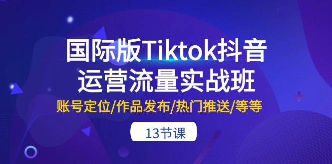 国际版Tiktok抖音运营流量实战班:账号定位/作品发布/热门推送/等等-13节搞钱吧-网创项目资源站-副业项目-创业项目-搞钱项目搞钱吧