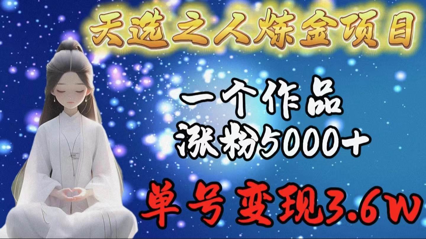 天选之人炼金项目，一个作品涨粉5000+，单号变现3.6w搞钱吧-网创项目资源站-副业项目-创业项目-搞钱项目搞钱吧