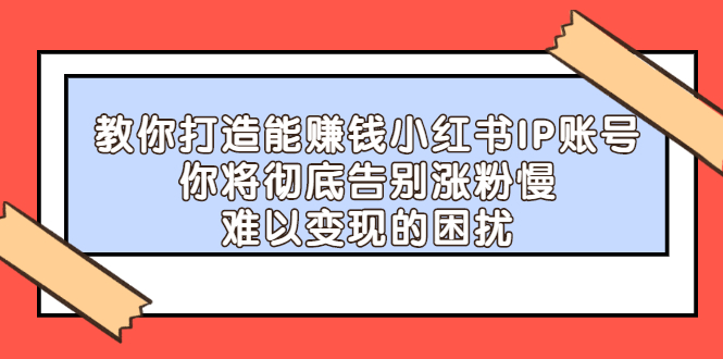教你打造能赚钱小红书IP账号,了解透彻小红书的真正玩法搞钱吧-网创项目资源站-副业项目-创业项目-搞钱项目搞钱吧