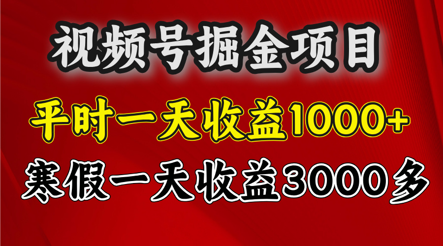 视频号掘金项目,寒假一天收益3000多搞钱吧-网创项目资源站-副业项目-创业项目-搞钱项目搞钱吧