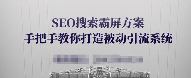 SEO搜索霸屏方案，手把手教你打造被动引流系统【视频课程】搞钱吧-网创项目资源站-副业项目-创业项目-搞钱项目搞钱吧