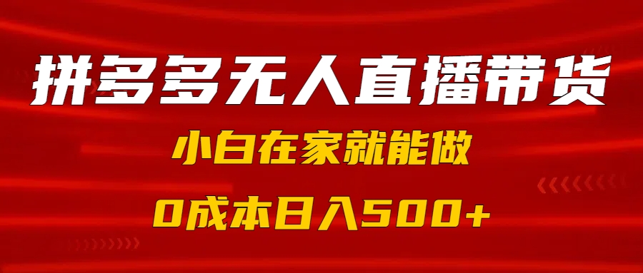 拼多多无人直播带货，小白在家就能做，0成本日入500+搞钱吧-网创项目资源站-副业项目-创业项目-搞钱项目搞钱吧