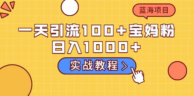 一天引流100+宝妈粉，日入1000+的蓝海项目（实战教程）搞钱吧-网创项目资源站-副业项目-创业项目-搞钱项目搞钱吧
