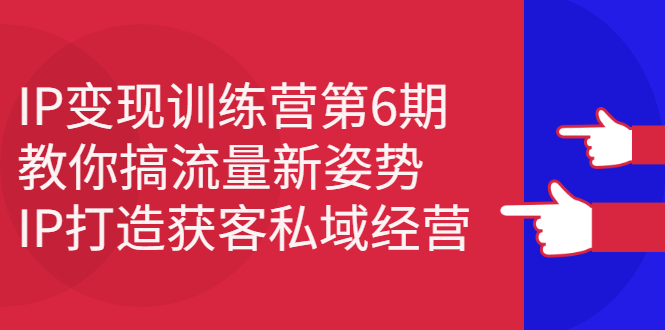 IP变现训练营第6期：教你搞流量新姿势，IP打造获客私域经营搞钱吧-网创项目资源站-副业项目-创业项目-搞钱项目搞钱吧