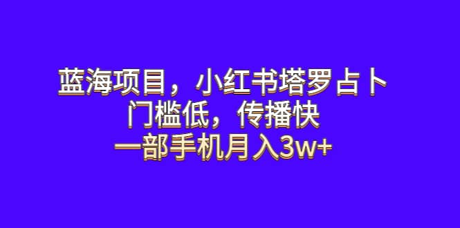蓝海项目，小红书塔罗占卜，门槛低，传播快，一部手机月入3w+搞钱吧-网创项目资源站-副业项目-创业项目-搞钱项目搞钱吧