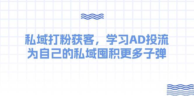 某收费课:私域打粉获客,学习AD投流,为自己的私域囤积更多子弹搞钱吧-网创项目资源站-副业项目-创业项目-搞钱项目搞钱吧