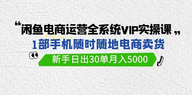 闲鱼电商运营全系统VIP实战课，1部手机随时随地卖货，新手日出30单月入5000搞钱吧-网创项目资源站-副业项目-创业项目-搞钱项目搞钱吧