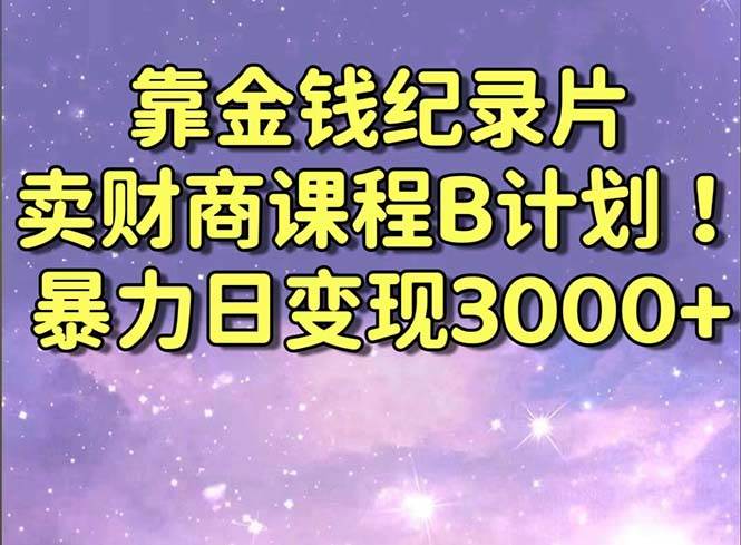 靠金钱纪录片卖财商课程B计划！暴力日变现3000+，喂饭式干货教程！搞钱吧-网创项目资源站-副业项目-创业项目-搞钱项目搞钱吧
