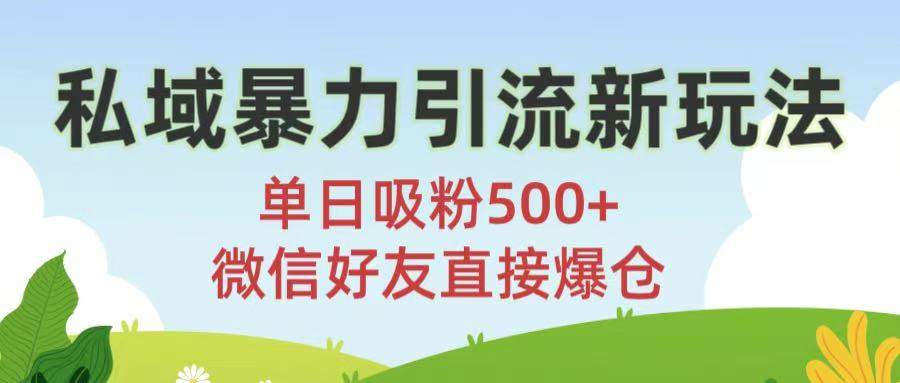 私域暴力引流新玩法!单日吸粉500+，微信好友直接爆仓搞钱吧-网创项目资源站-副业项目-创业项目-搞钱项目搞钱吧