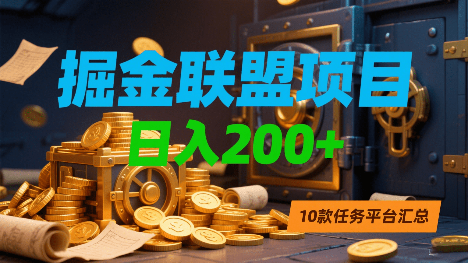 掘金联盟项目，日入200+，10款任务平台汇总搞钱吧-网创项目资源站-副业项目-创业项目-搞钱项目搞钱吧