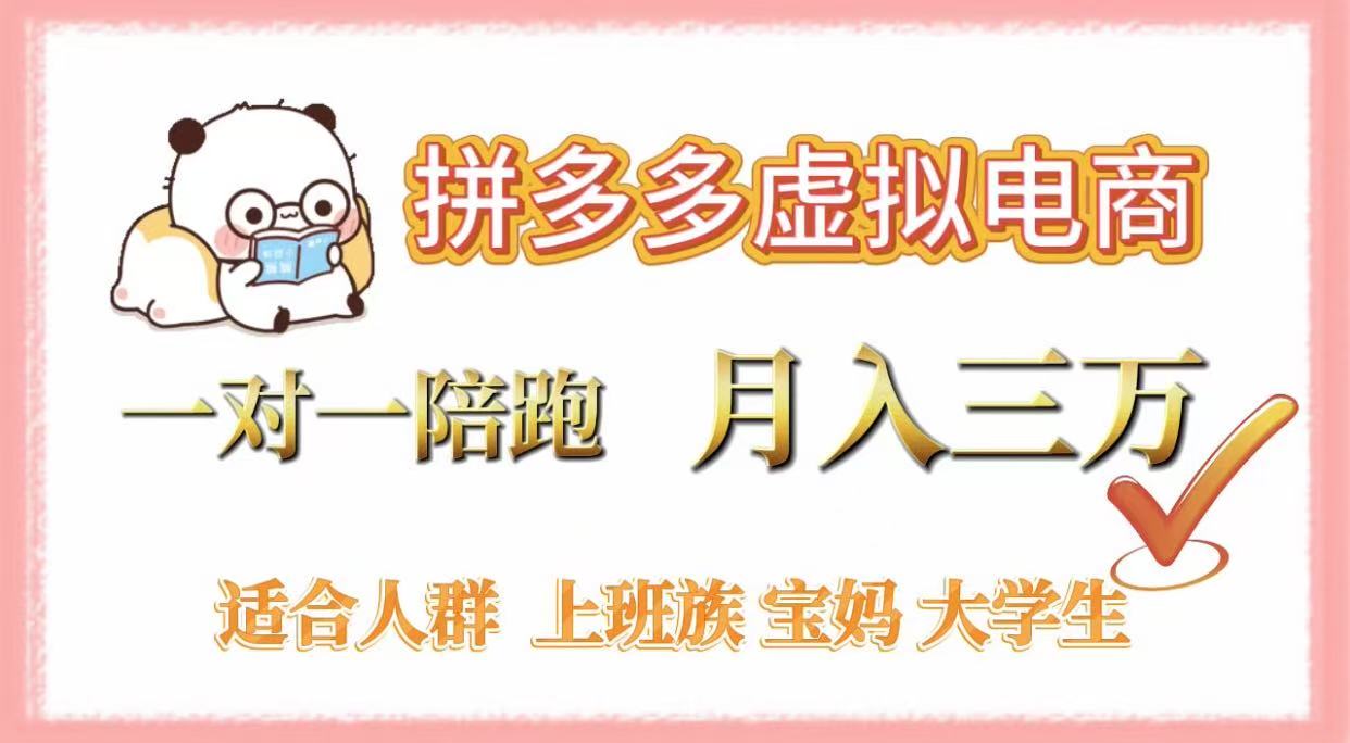 拼多多虚拟电商，一对一陪跑，月入3万，0囤货，轻资产，不发货搞钱吧-网创项目资源站-副业项目-创业项目-搞钱项目搞钱吧