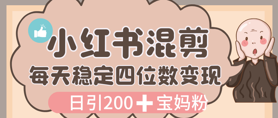 价值 3980 的小红书混剪， 虚拟变现，日引 200+宝妈创业粉，每天稳定四位数变现搞钱吧-网创项目资源站-副业项目-创业项目-搞钱项目搞钱吧