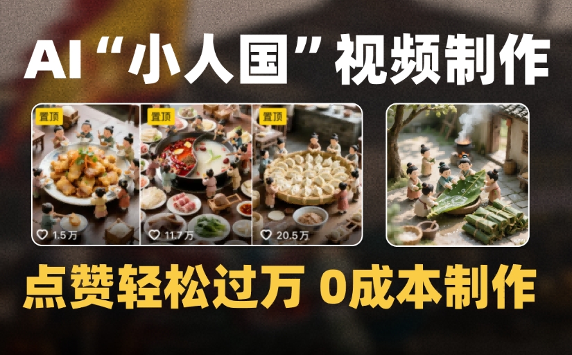 爆款1000W+微缩景观迷你小人国AI视频，0成本制作全流程教学搞钱吧-网创项目资源站-副业项目-创业项目-搞钱项目搞钱吧
