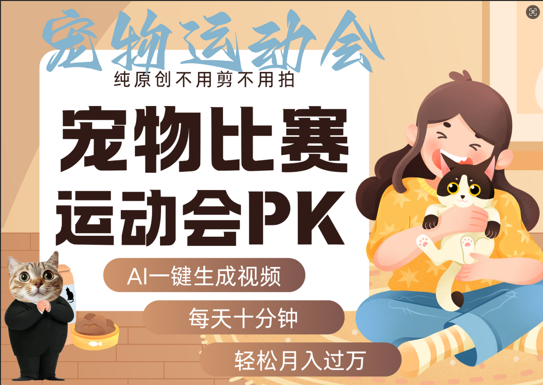 AI萌宠运动员跳水 射击  篮球  足球比赛   每天十分钟 附详细提示词文案库  代替做素材 卖提示词 卖虚拟资料  卖宠物产品 做宠物私人定制产品  带徒弟 带陪跑 卖课  创作者分成 月入5W+搞钱吧-网创项目资源站-副业项目-创业项目-搞钱项目搞钱吧