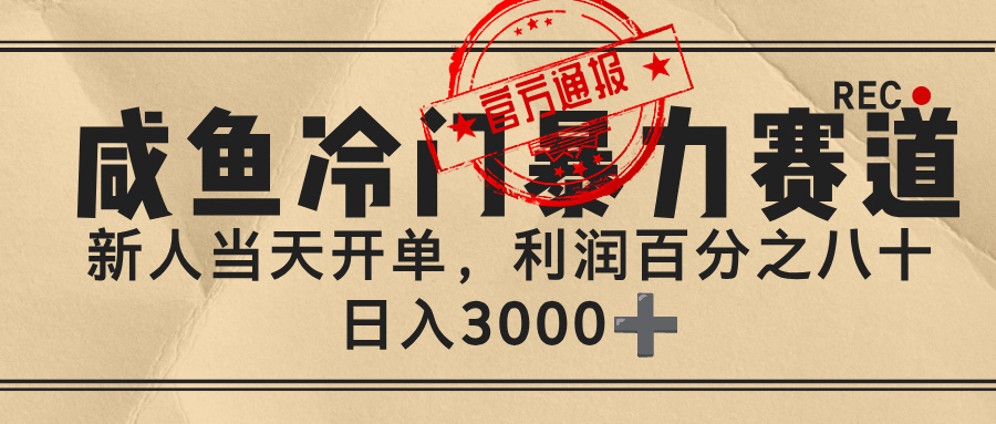 闲鱼，冷门暴力赛道，一单 80%利润，新人轻松日入 3000+搞钱吧-网创项目资源站-副业项目-创业项目-搞钱项目搞钱吧