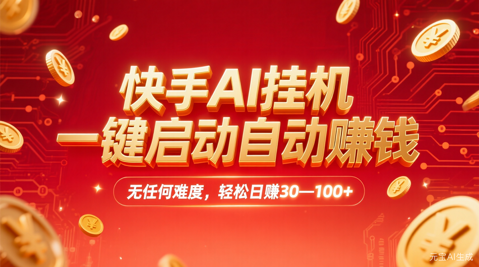 快手AI，一键启动自动赚钱 无任何难度，轻松一天30—100+搞钱吧-网创项目资源站-副业项目-创业项目-搞钱项目搞钱吧