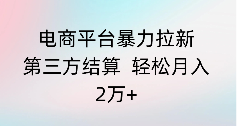 电商平台暴力拉新第三方结算 轻松月入2万+搞钱吧-网创项目资源站-副业项目-创业项目-搞钱项目搞钱吧