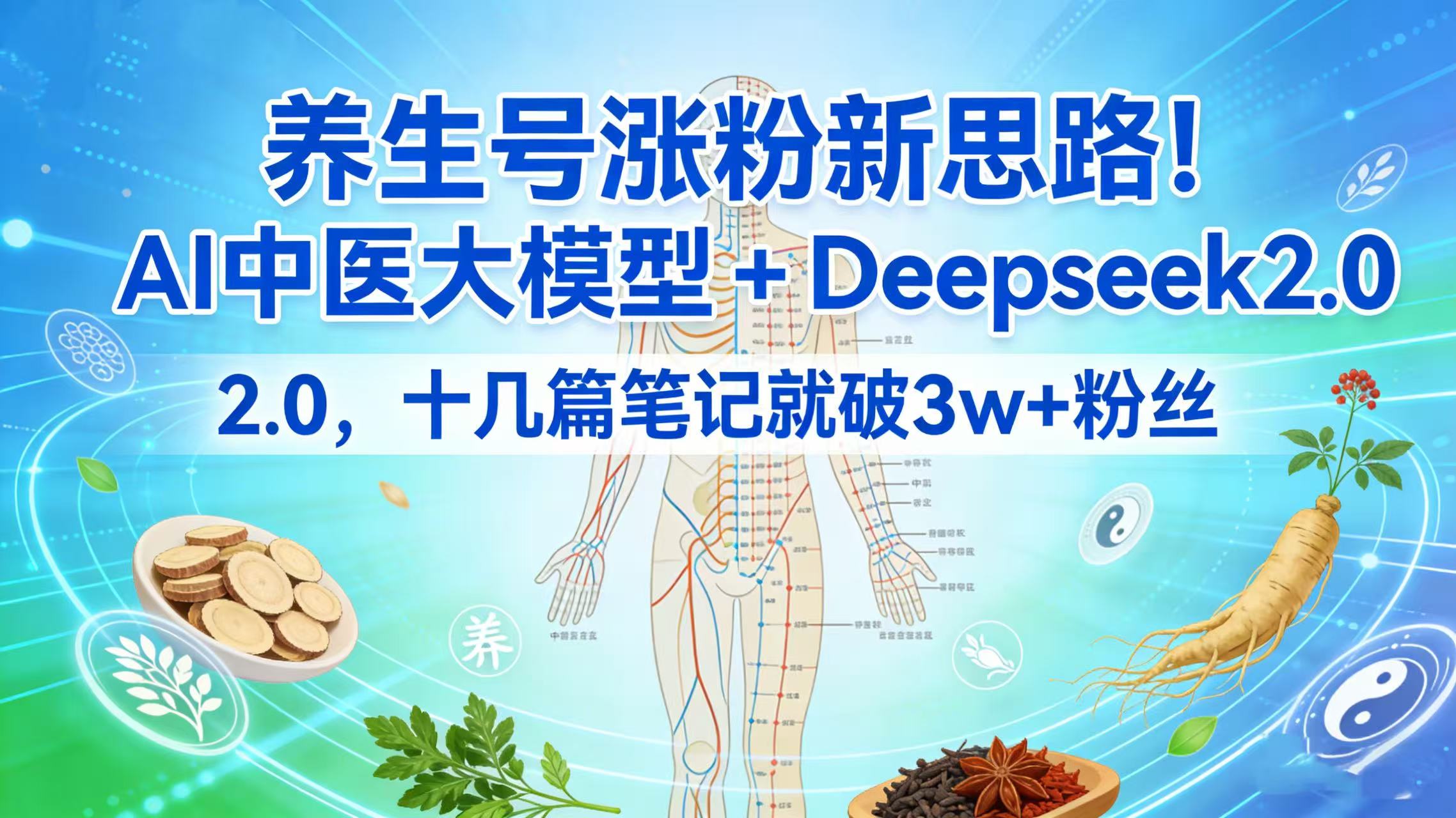 养生号涨粉新思路!AI 中医大模型 + Deepseek 2.0,十几篇笔记就破 3w + 粉丝搞钱吧-网创项目资源站-副业项目-创业项目-搞钱项目搞钱吧