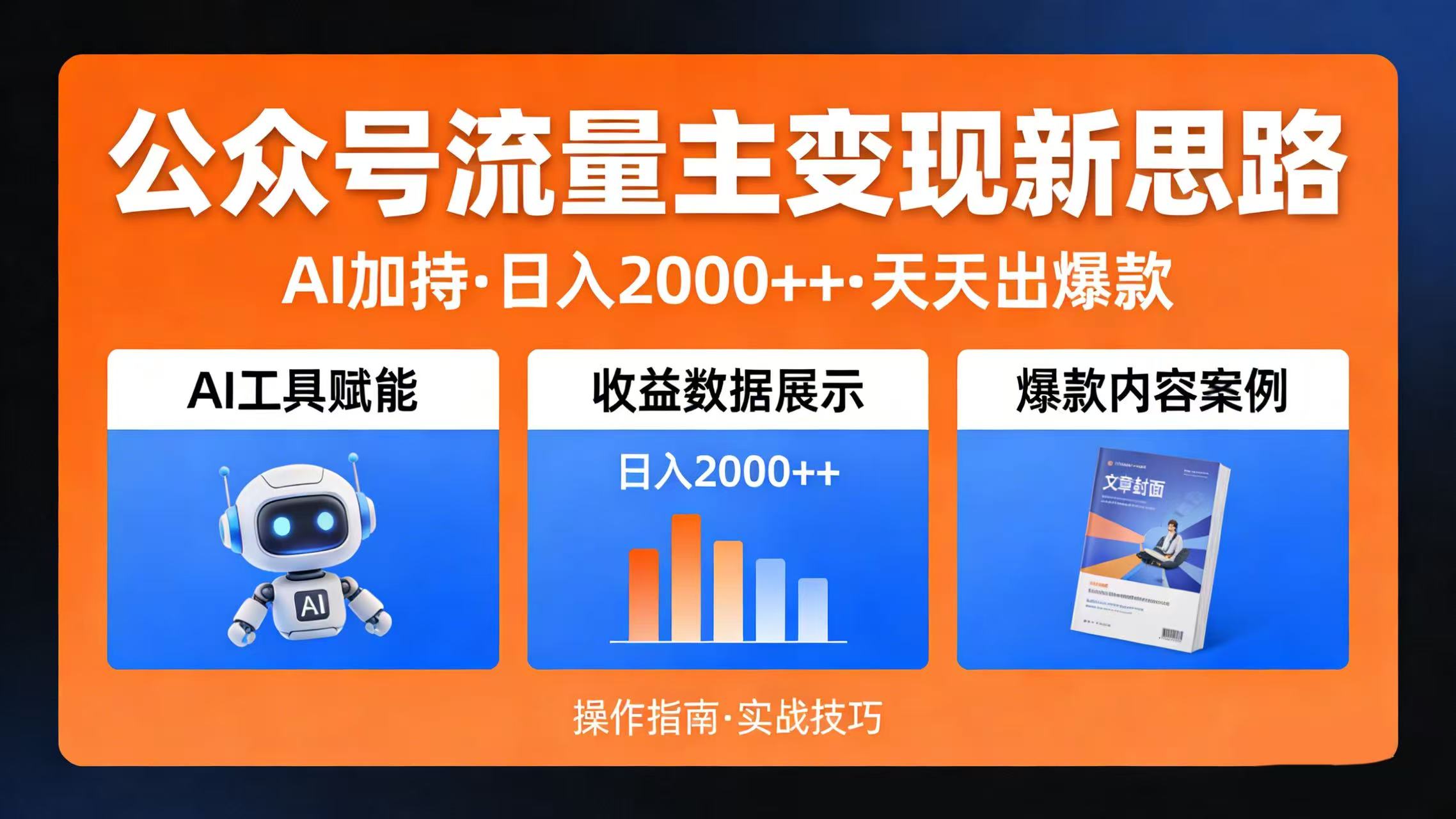 公众号流量主变现新思路：AI 加持，日入 2000++ 天天出爆款搞钱吧-网创项目资源站-副业项目-创业项目-搞钱项目搞钱吧