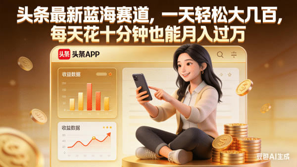 头条最新蓝海赛道，一天轻松大几百，每天花十分钟也能月入过万搞钱吧-网创项目资源站-副业项目-创业项目-搞钱项目搞钱吧