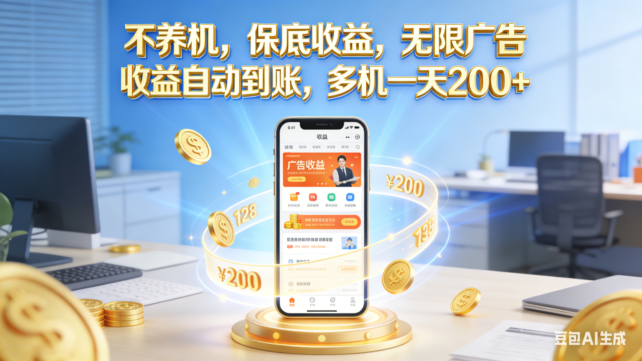 不养机，保底收益，无限广告，收益自动到账，多机一天200+搞钱吧-网创项目资源站-副业项目-创业项目-搞钱项目搞钱吧